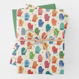 Handgezeichnetes gemütliches Winter-Verpackungspap Geschenkpapier Set