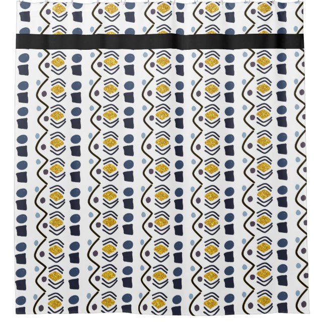 Handgezeichnetes geometrisches modernes Muster Duschvorhang (Vorderseite)