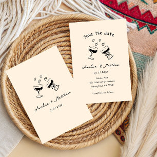 Handgezeichnetes Glas-Doodle-Paar Whimsical Hochze Einladung
