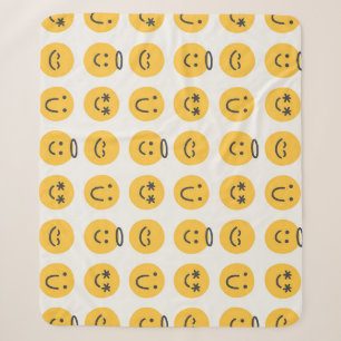 Handgezeichnetes glückliches Emoji-Muster Sherpadecke