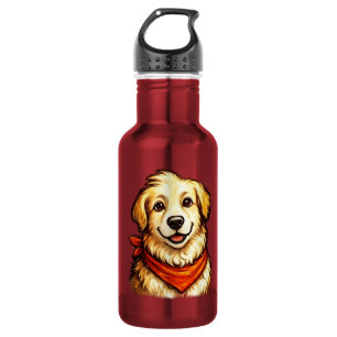 Handgezeichnetes glückliches Golden Retriever T-Sh Edelstahlflasche