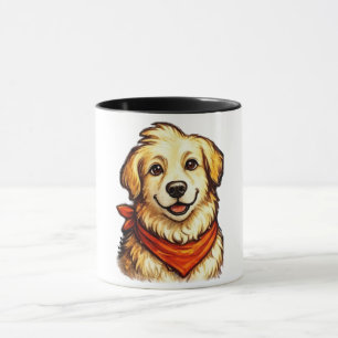 Handgezeichnetes glückliches Golden Retriever T-Sh Tasse