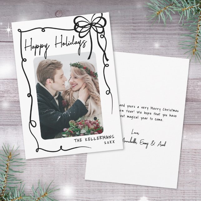 Handgezeichnetes Glücklichsein Feiertagskarte (Hand Drawn Whimsical Christmas Happy Holidays Holiday Card)