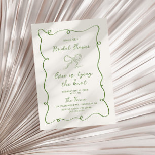 Handgezeichnetes Green Frame Ribbon-Brautparty Einladung