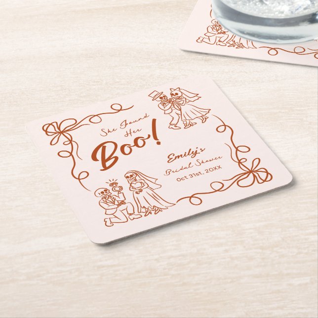 Handgezeichnetes Halloween-Brautparty Rechteckiger Pappuntersetzer (angewinkelt)