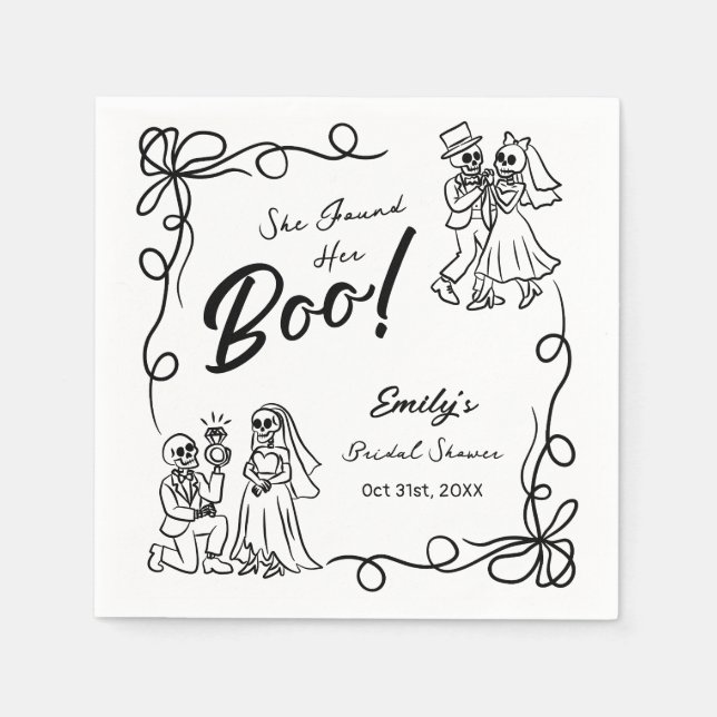Handgezeichnetes Halloween-Brautparty Serviette (Vorderseite)