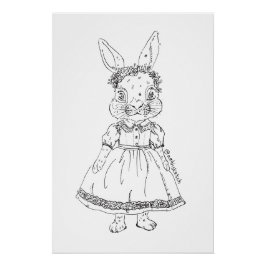 Handgezeichnetes Hasenillustrations-Poster mit Gla Poster