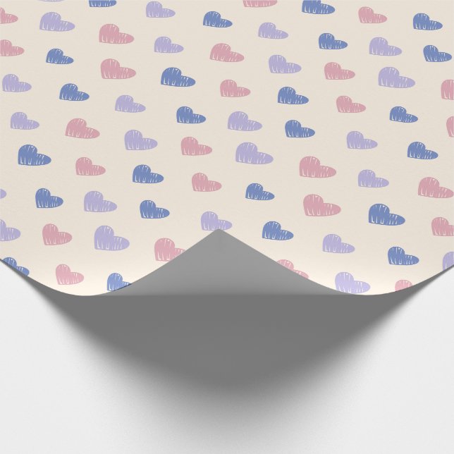 Handgezeichnetes Herz-Doodle-Muster-Wrap-Papier Geschenkpapier (Ecke)