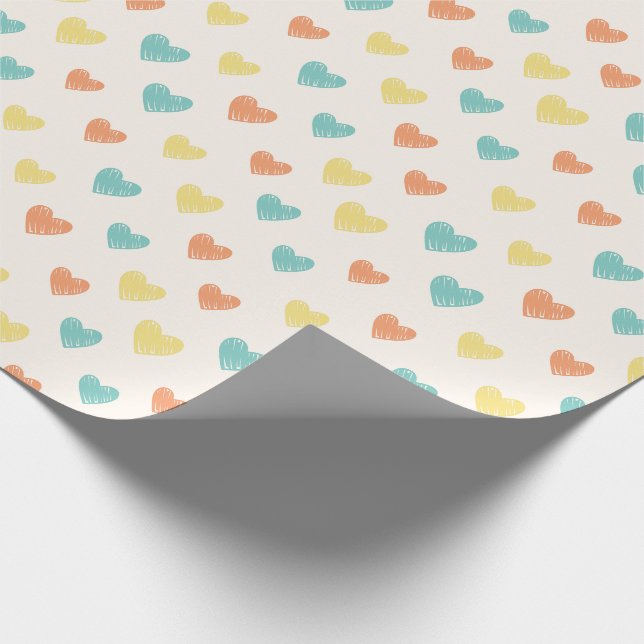 Handgezeichnetes Herz-Doodle-Muster-Wrap-Papier Geschenkpapier (Ecke)