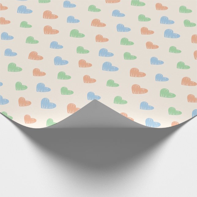 Handgezeichnetes Herz-Doodle-Muster-Wrap-Papier Geschenkpapier (Ecke)