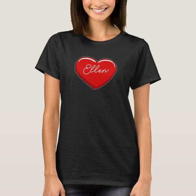 Handgezeichnetes Herz Ellen Vorname Herz I Liebe E T-Shirt (Vorderseite)