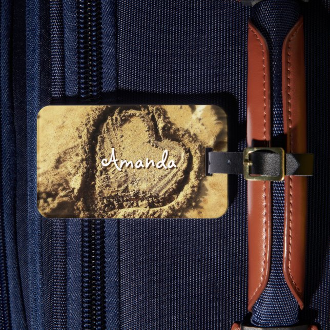 Handgezeichnetes Herz, individuelle Name-Skript fü Gepäckanhänger (Vorderseite Insitu 4)