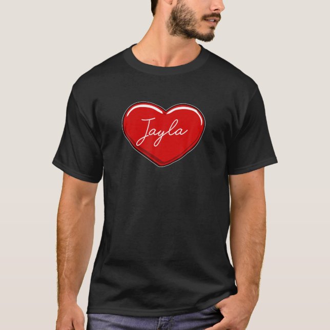 Handgezeichnetes Herz Jayla - Vorname Herz I Liebe T-Shirt (Vorderseite)