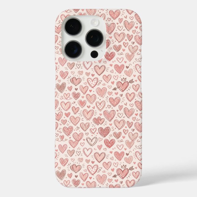 Handgezeichnetes Herz Muster Case-Mate iPhone Hülle (Rückseite)