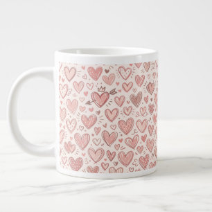 Handgezeichnetes Herz Muster Jumbo-Tasse