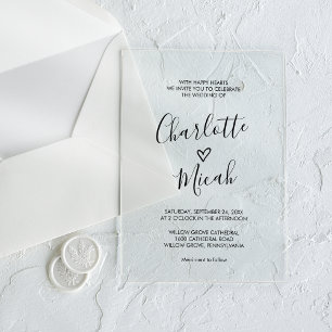 Handgezeichnetes Herz Romantische Moderne Einfache Acryleinladungen