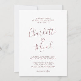 Handgezeichnetes Herz | Rosa beim Hochzeitsfeiern  Einladung