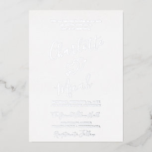 Handgezeichnetes Herz   Silver Foil Text Wedding Folieneinladung