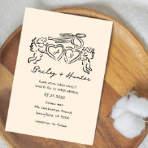 handgezeichnetes Herzpaar Whimsical Hochzeit
