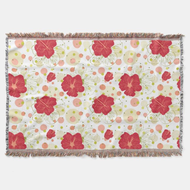 Handgezeichnetes Hibiskus-Muster Decke (Vorderseite)