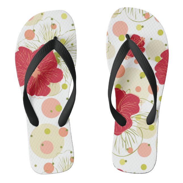 Handgezeichnetes Hibiskus-Muster Flip Flops (Fußbett)