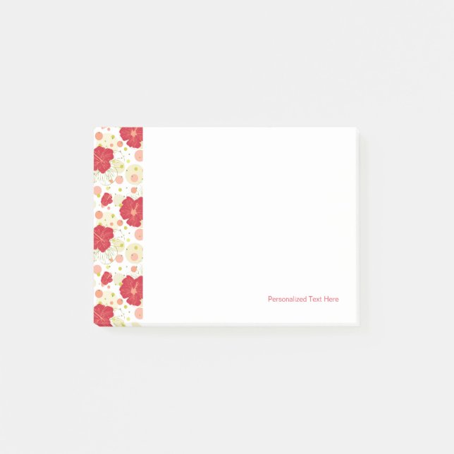 Handgezeichnetes Hibiskus-Muster Post-it Klebezettel (Vorderseite)