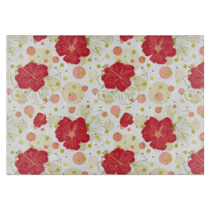 Handgezeichnetes Hibiskus-Muster Schneidebrett