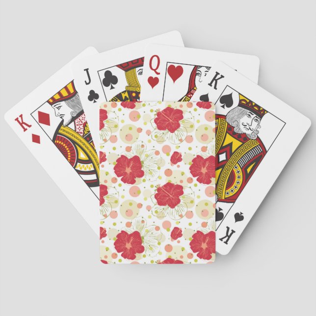 Handgezeichnetes Hibiskus-Muster Spielkarten (Rückseite)