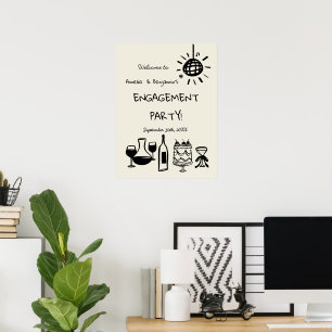 Handgezeichnetes Hochzeitsempfangsschild. Poster