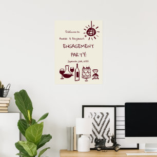 Handgezeichnetes Hochzeitsempfangsschild. Poster