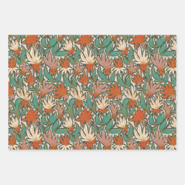Handgezeichnetes Holiday Floral Set Geschenkpapier Set