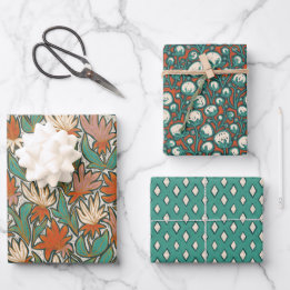Handgezeichnetes Holiday Floral Set Geschenkpapier Set