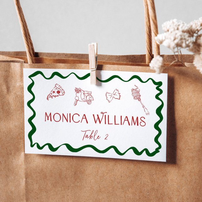 Handgezeichnetes Italienisches Thes Amore Pizza Ha Platzkarte (Von Creator hochgeladen)