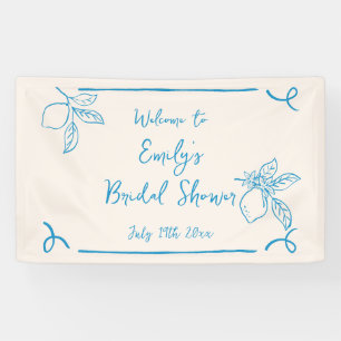 Handgezeichnetes italienisches Zitronen-Hochzeitsd Banner