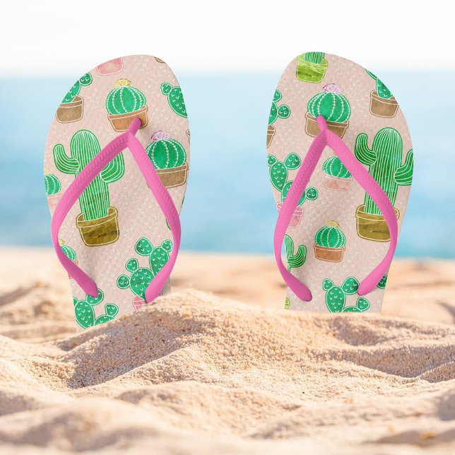 Handgezeichnetes Kaktusmuster Flip Flops (Von Creator hochgeladen)