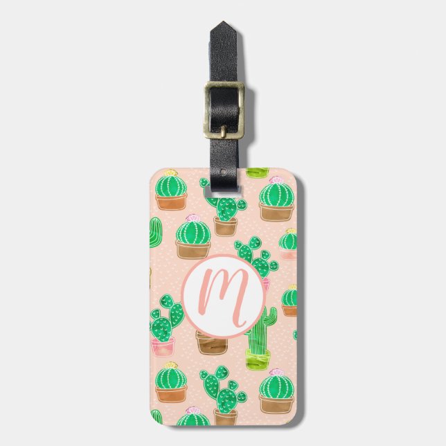 Handgezeichnetes Kaktusmuster Gepäckanhänger (Vorderseite vertikal)