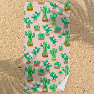 Handgezeichnetes Kaktusmuster Strandtuch