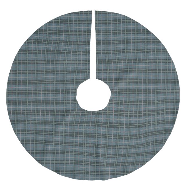 Handgezeichnetes klassisches Dusty Kariertes Tarta Polyester Weihnachtsbaumdecke (Vorderseite)