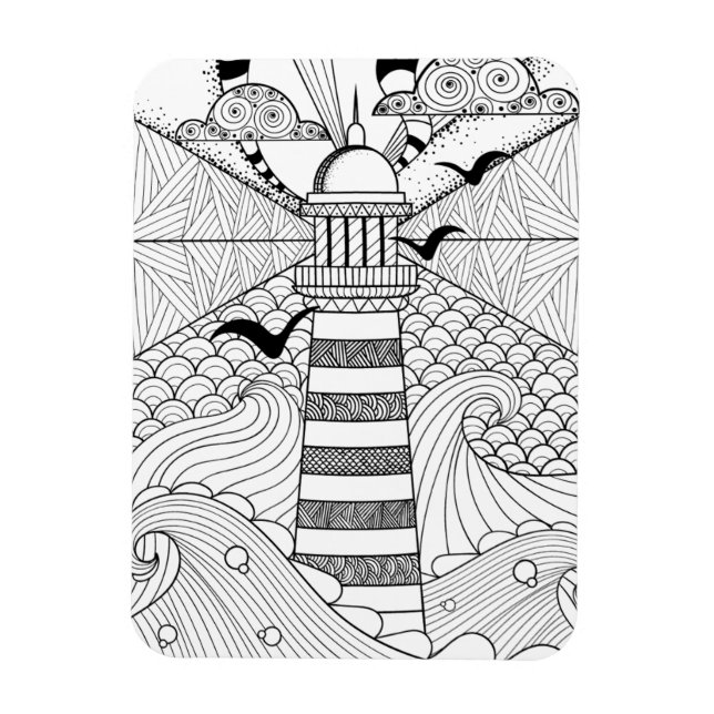 Handgezeichnetes Leuchtturm Doodle Magnet (Vertikal)