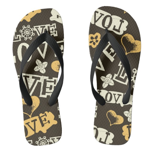 Handgezeichnetes Liebesmuster Flip Flops (Fußbett)