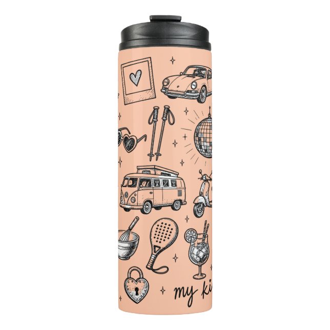 Handgezeichnetes Lifestyle-Clipart-Bundle,  Thermosbecher (Vorderseite)