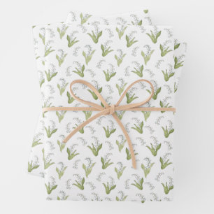 Handgezeichnetes Maiglöckchen Sommerwildblume Geschenkpapier Set