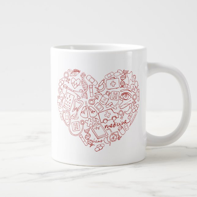 Handgezeichnetes mediales Doodle-Logo Jumbo-Tasse (Rechts)