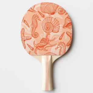 Handgezeichnetes Meer: Vintage-Muster Tischtennis Schläger