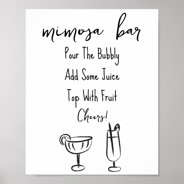 Handgezeichnetes Mimosa Bar Sign Poster (Vorne)