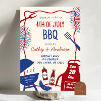 Handgezeichnetes minimalistisches BBQ 4. Juli BBQ
