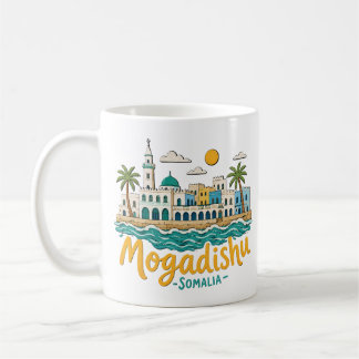 Handgezeichnetes Mogadischu Somalia Reise Kunst La Kaffeetasse