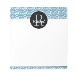 Handgezeichnetes Muster auf Aquamarinen, Mit Monog Notizblock