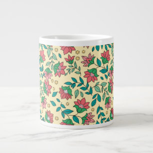 Handgezeichnetes Muster aus gepressten Blumen und Jumbo-Tasse