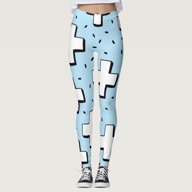 Handgezeichnetes Muster mit Pluszeichen. Leggings (Vorderseite)